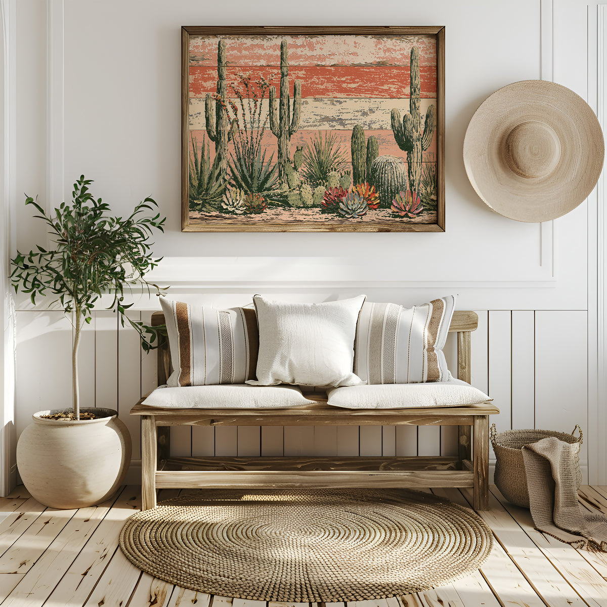 Succulent Garden on Coral Planks