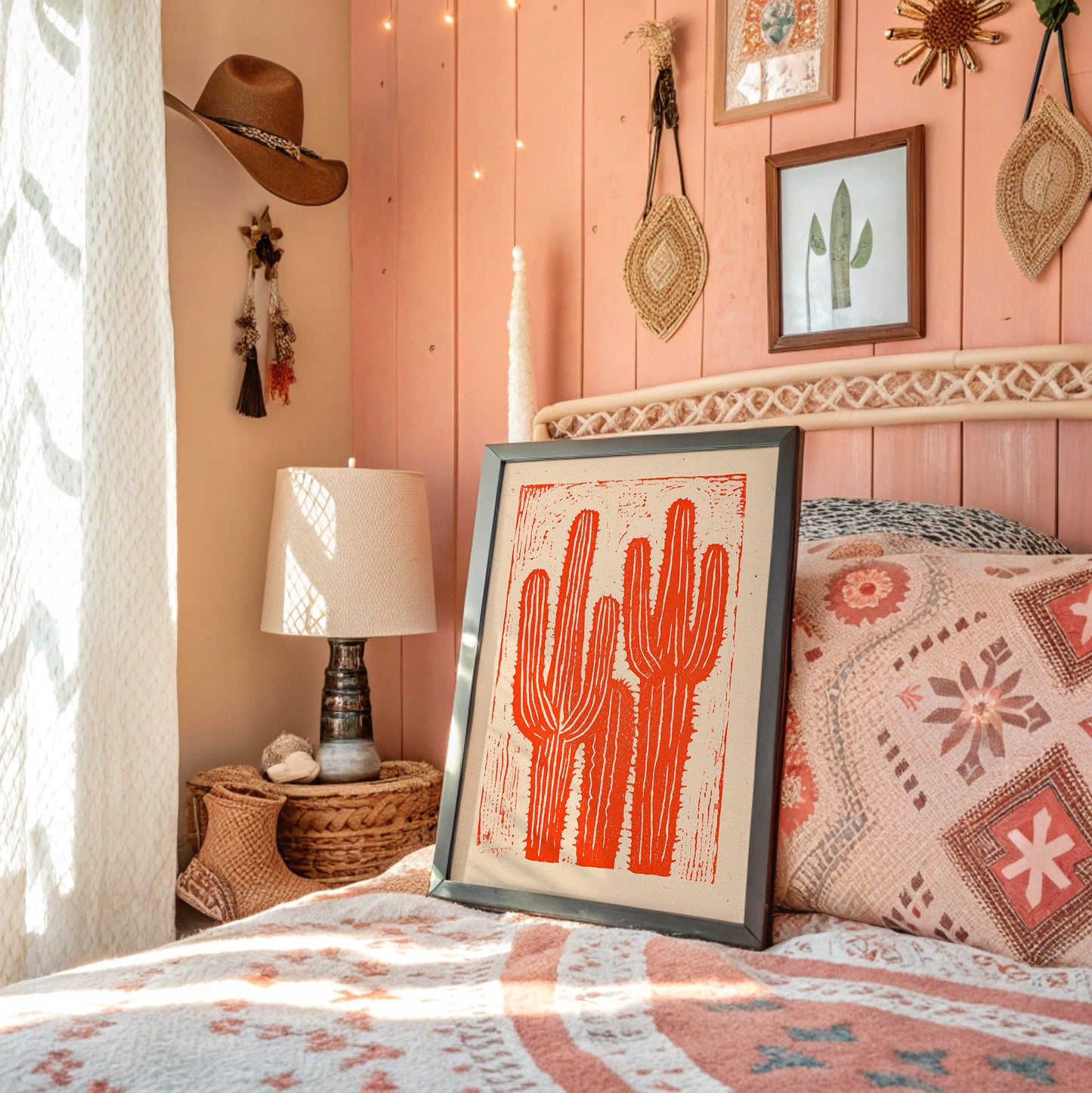 Saguaro Silhouette in Coral