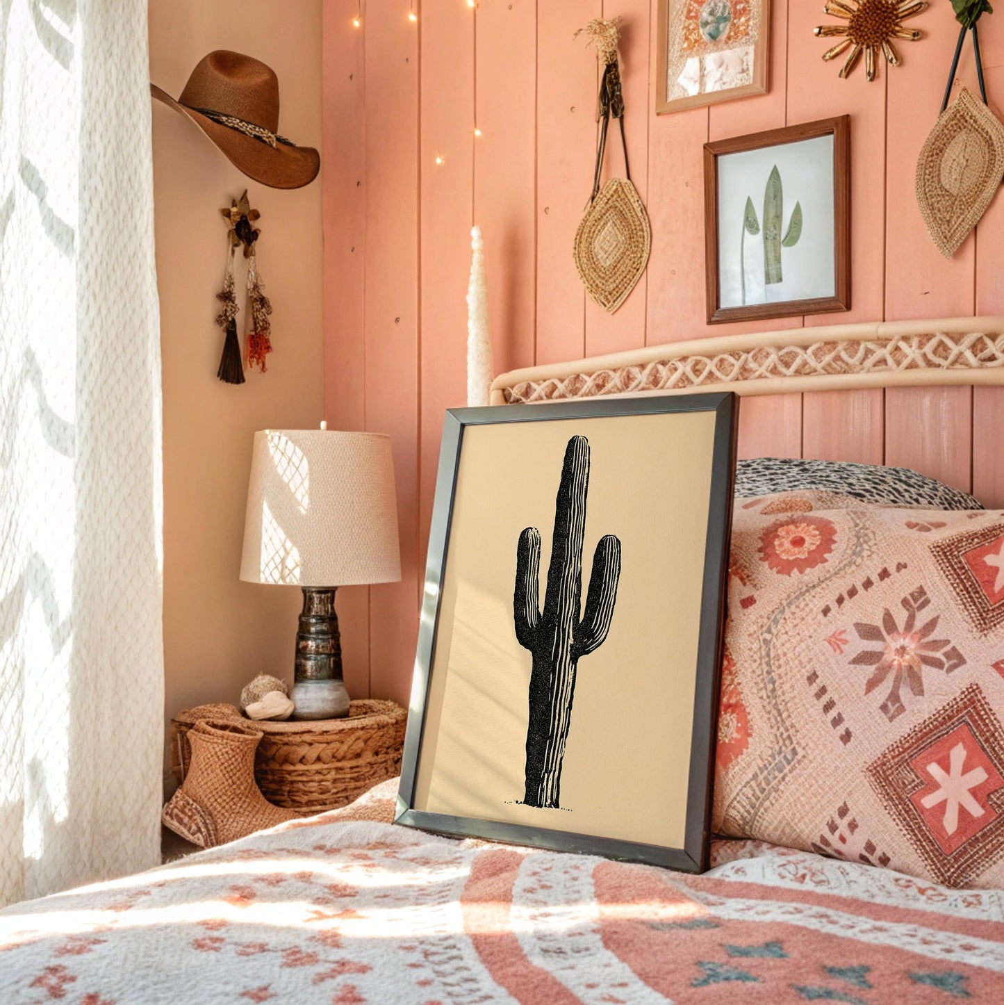 Solo Saguaro Block Print