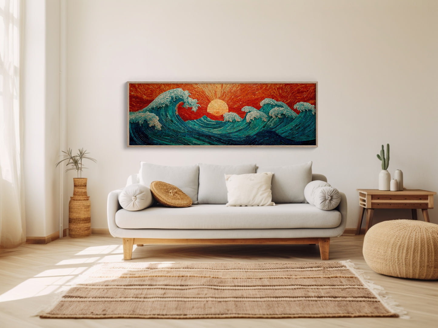 Crimson Sun Over Tiled Tides