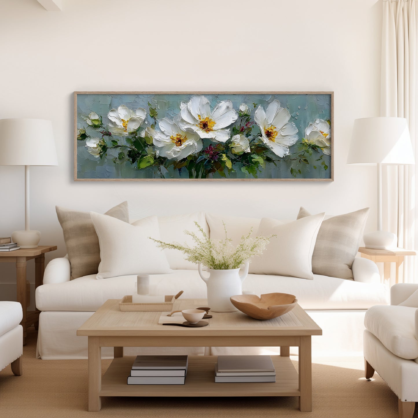 White Garden Blossoms In Soft Relief