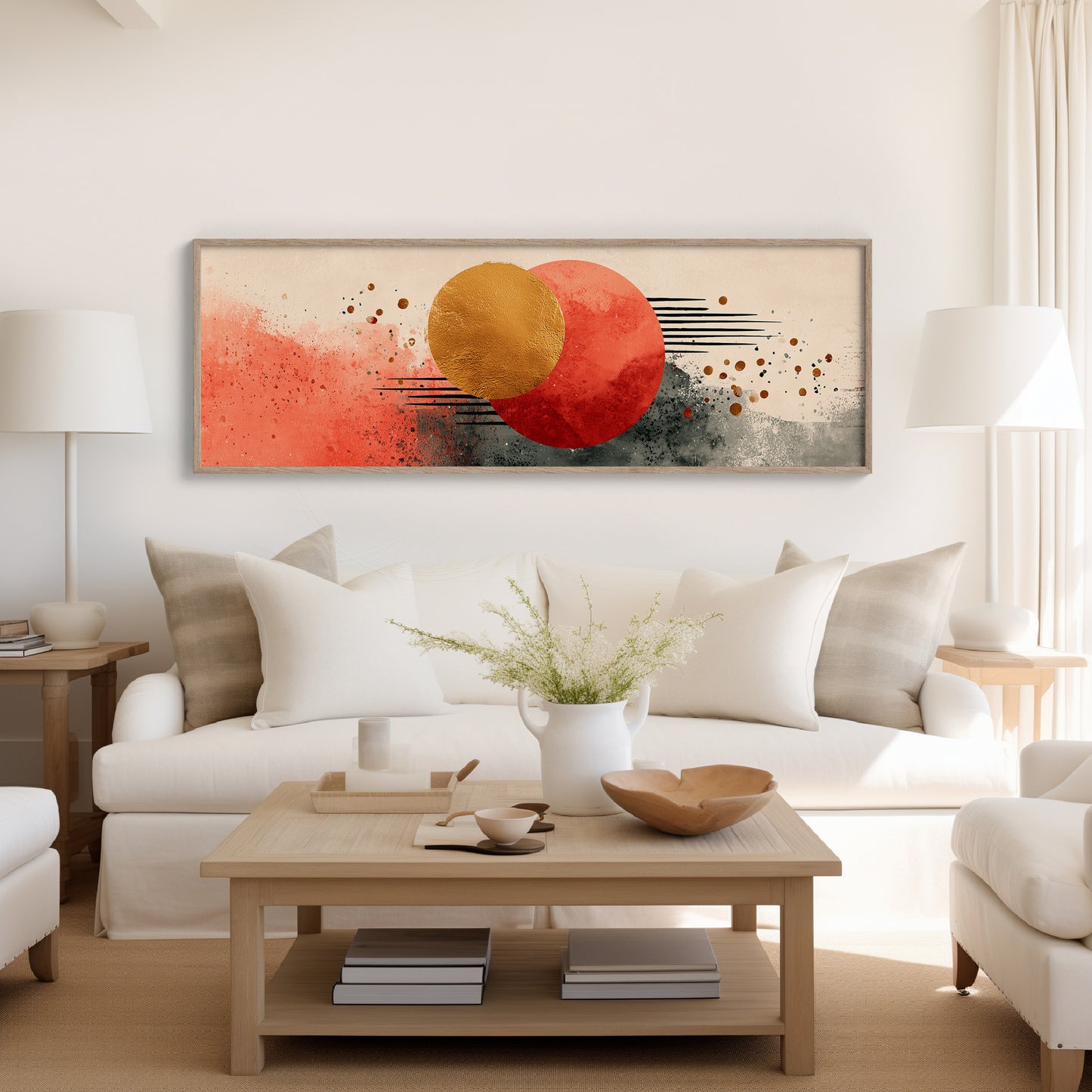 Modern Abstract Red and Gold Circles