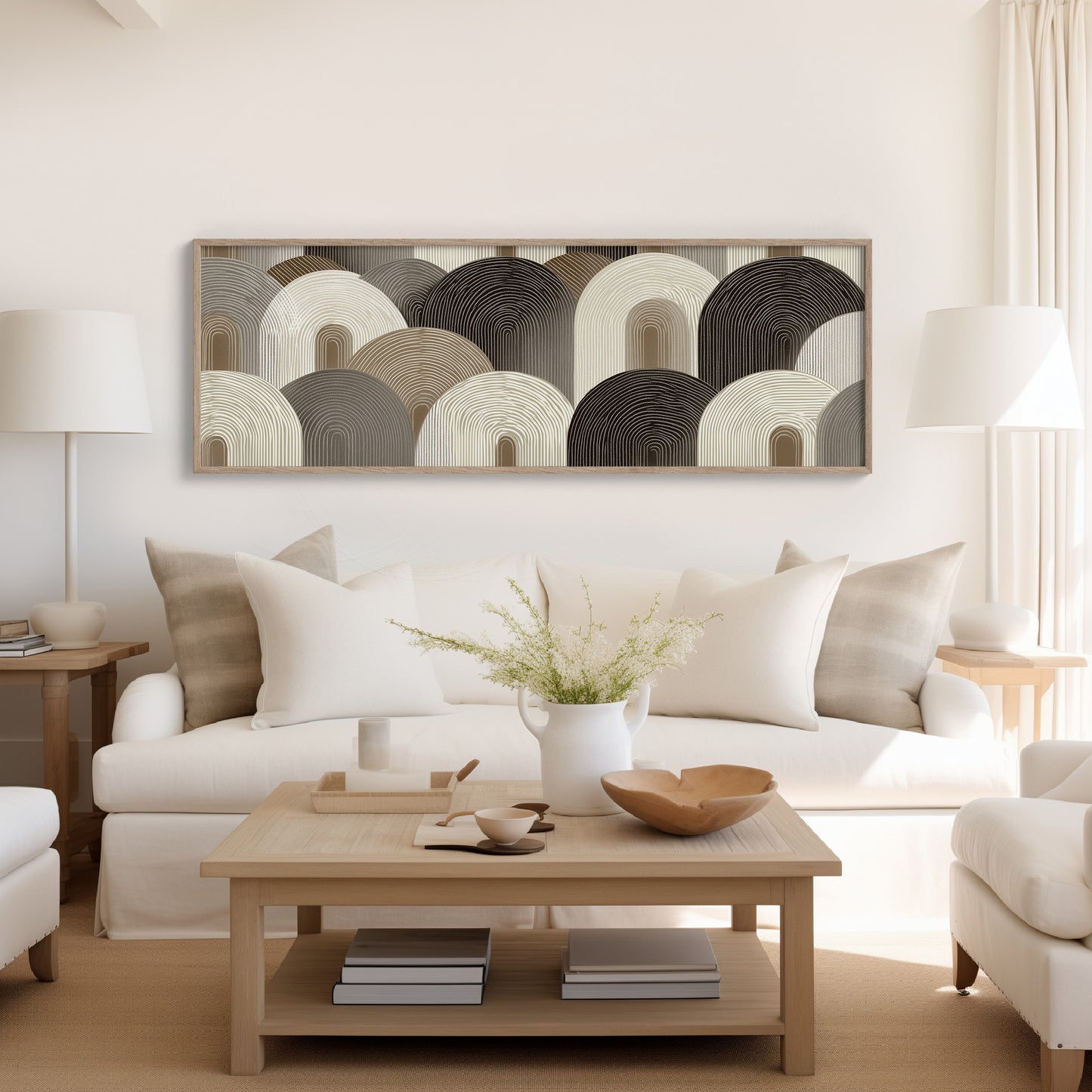 Neutral Geometric Arch Pattern Art