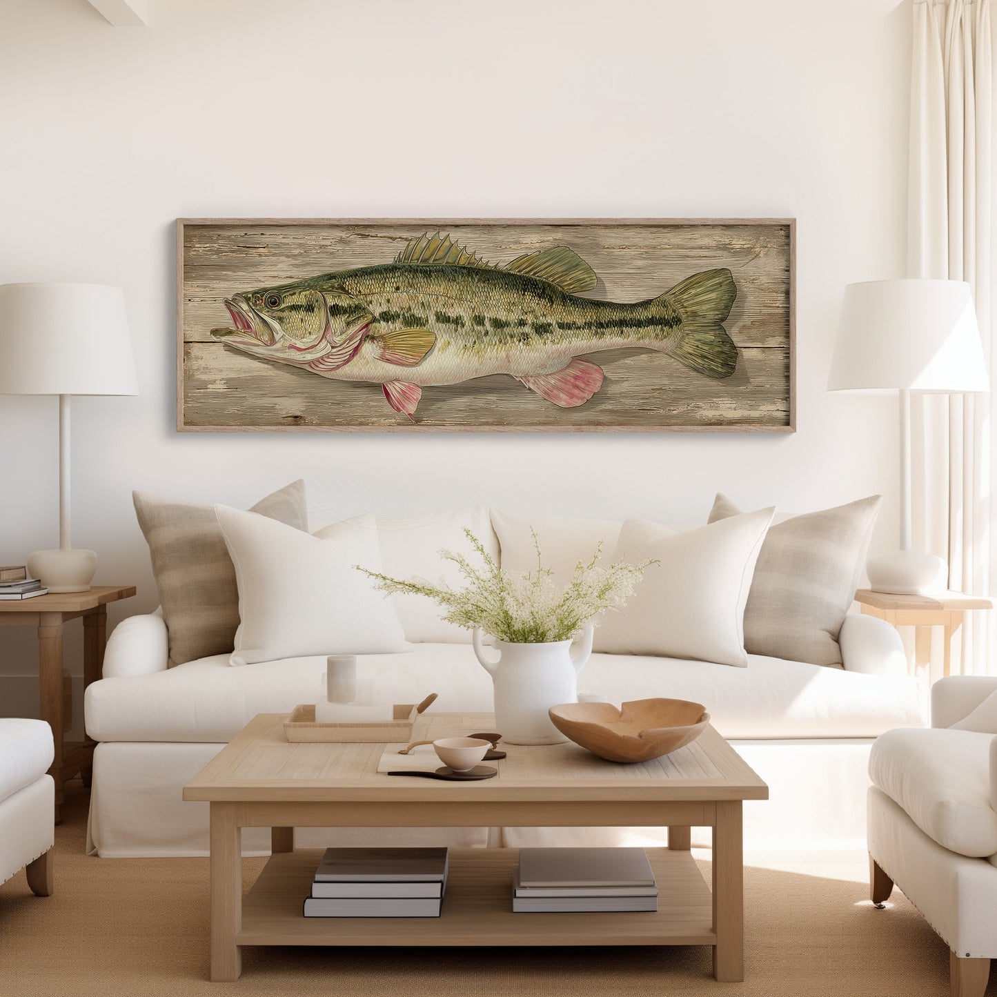Largemouth Bass Over Rustic Wood