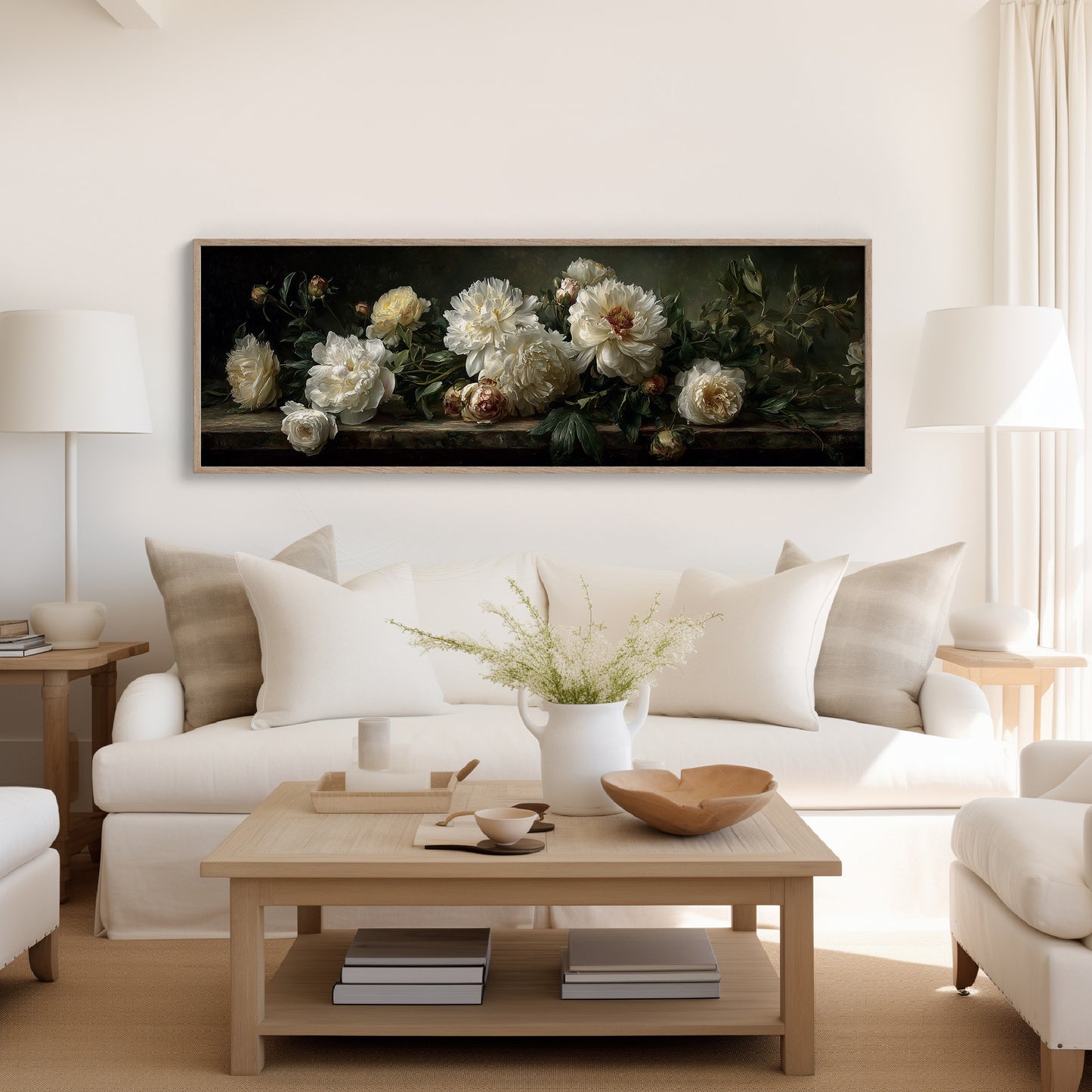 White Peonies In Shadowed Stillness
