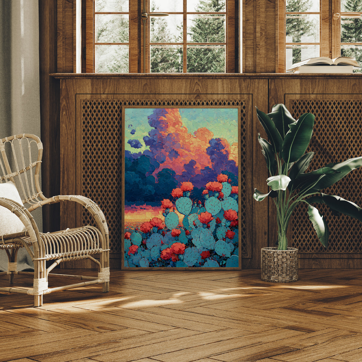 Prickly Pear Sunset in Turquoise and Coral