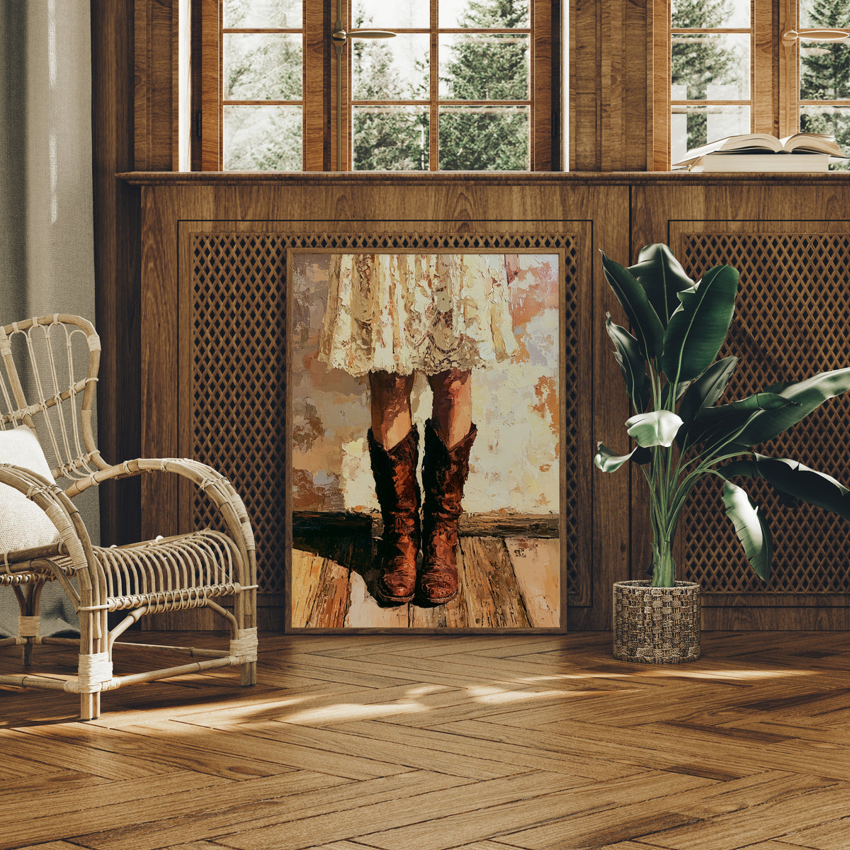 Sundress & Steel: Cowboy Boots Oil Painting
