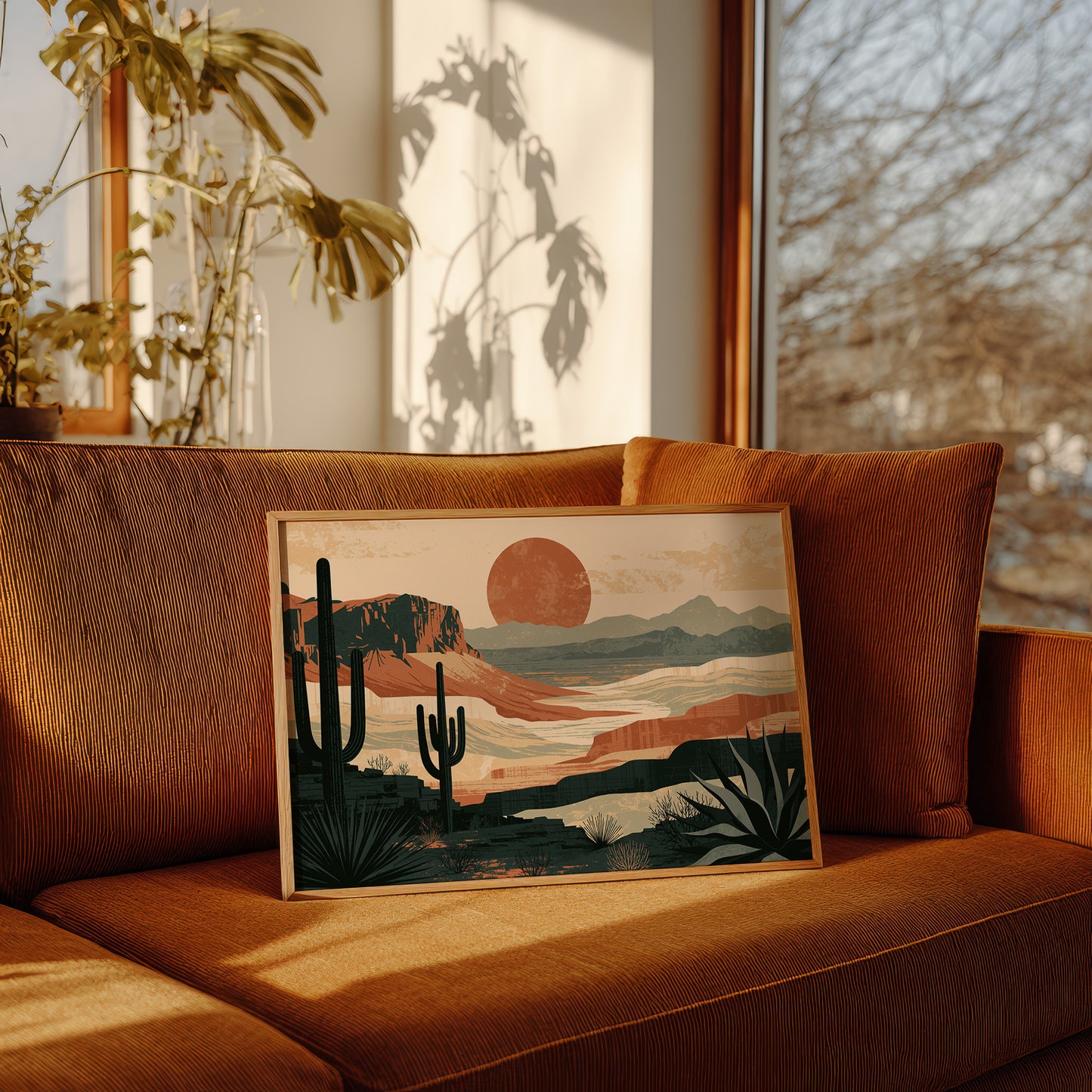Retro Sun Over Saguaro Country