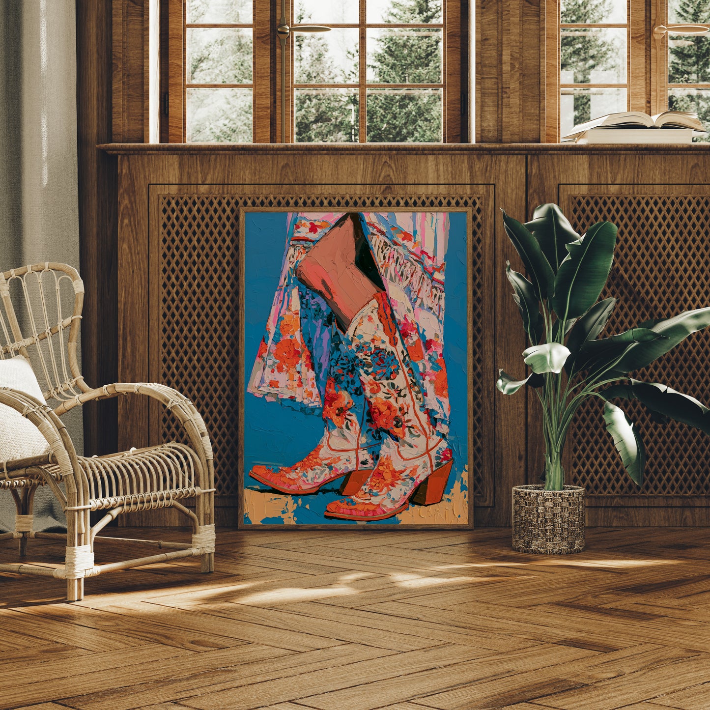 Floral Cowboy Boots Impasto Study