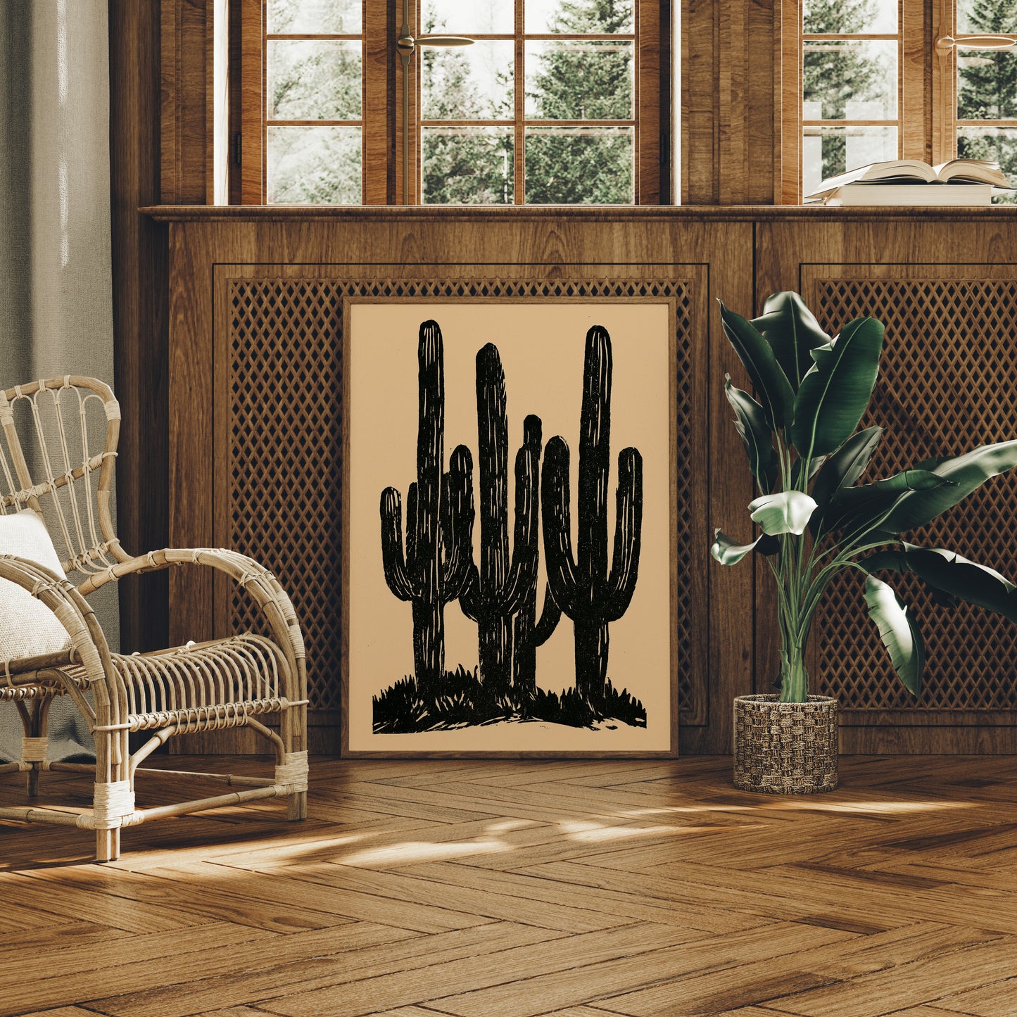 Saguaro Silhouettes At Dusk