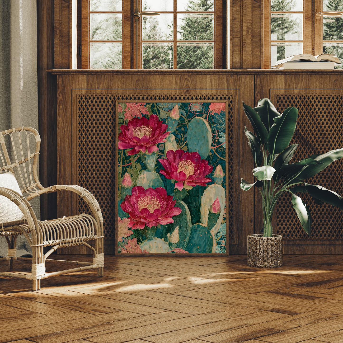 Magenta Cactus Bloom Tapestry