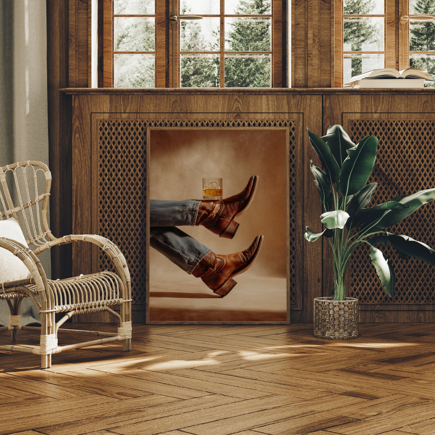 Whiskey Rest On Worn Leather