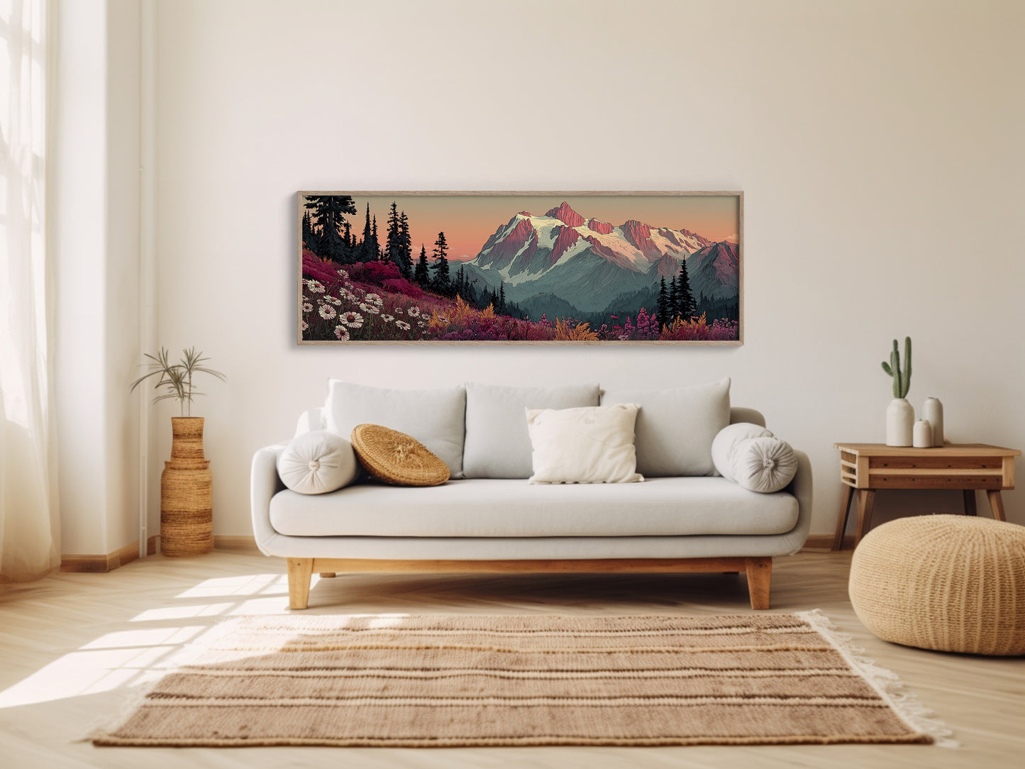 Wildflowers Beneath the Blushing Peaks
