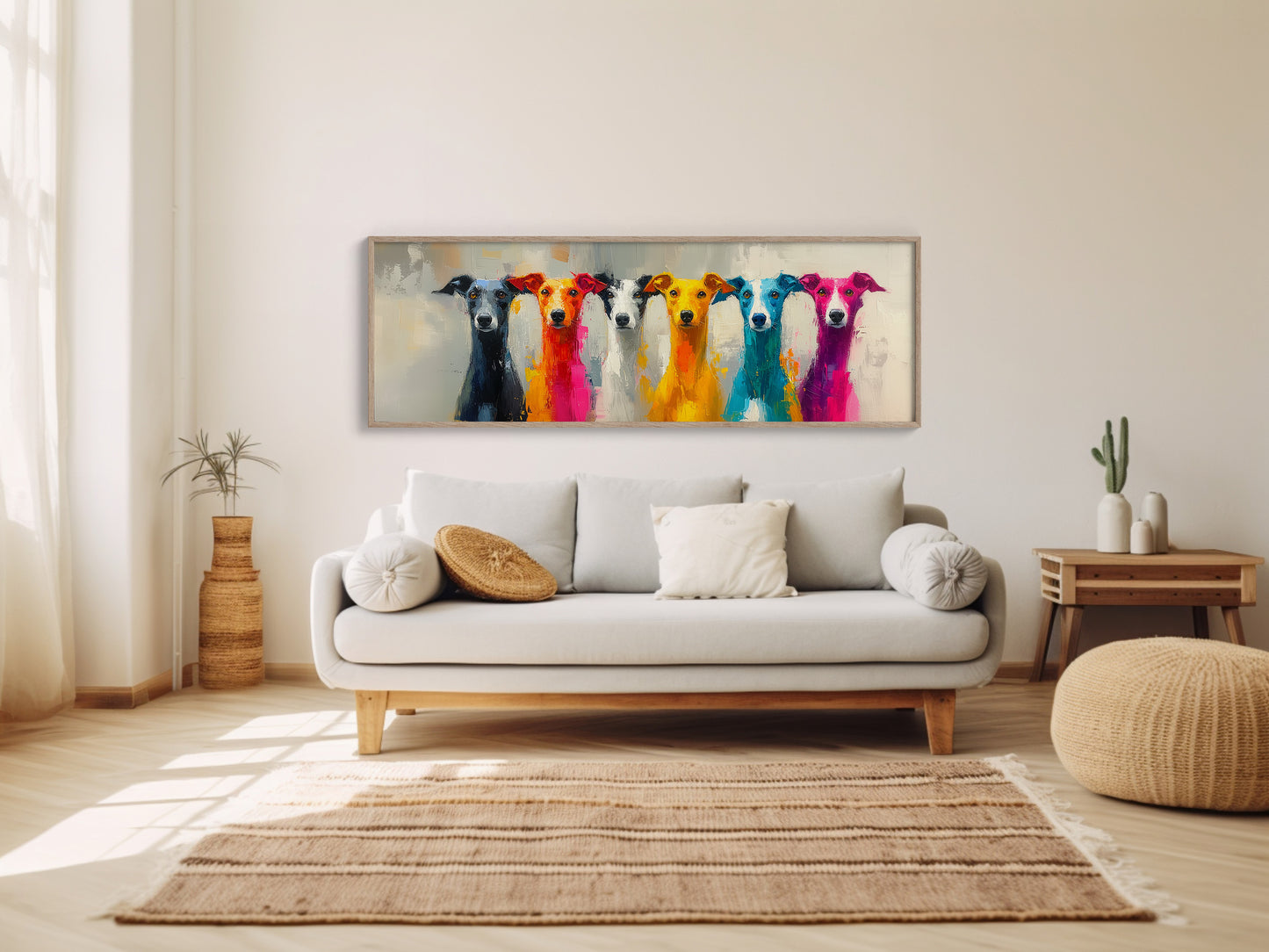 Colorful Greyhounds In Modern Pop Style