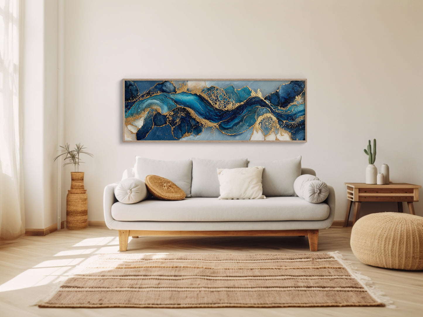 Blue And Gold Abstract Fluid Art