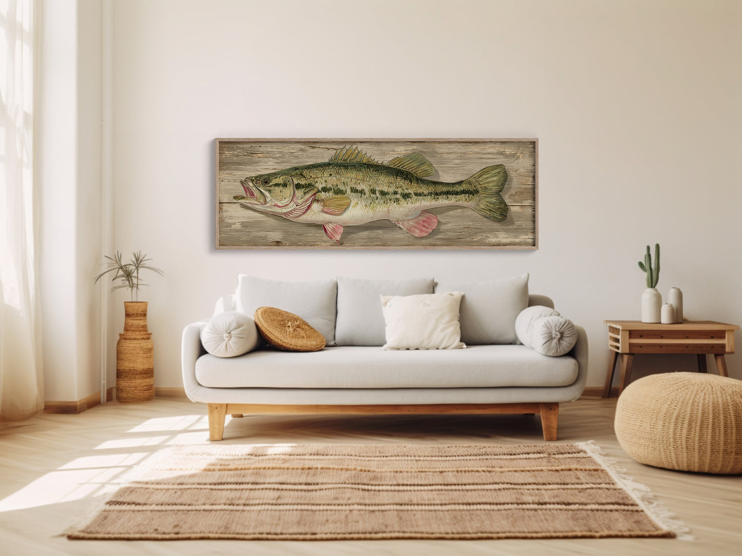 Largemouth Bass Over Rustic Wood
