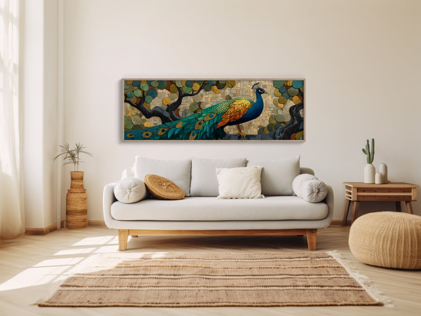 Peacock Among Painted Leaves