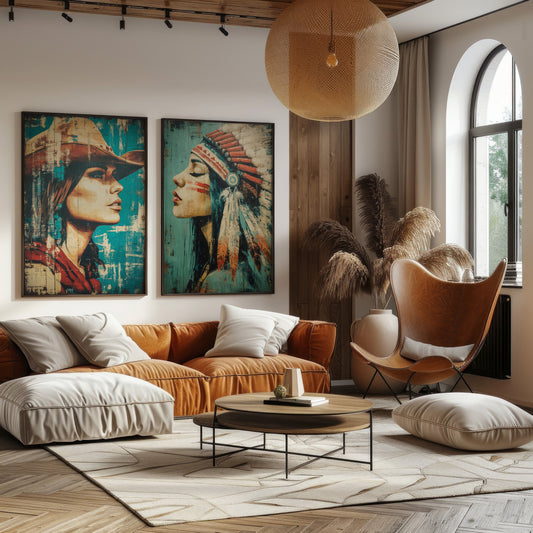 Bold Wall Art Pairings: Cowboy Meets Chief | KoolyDesign