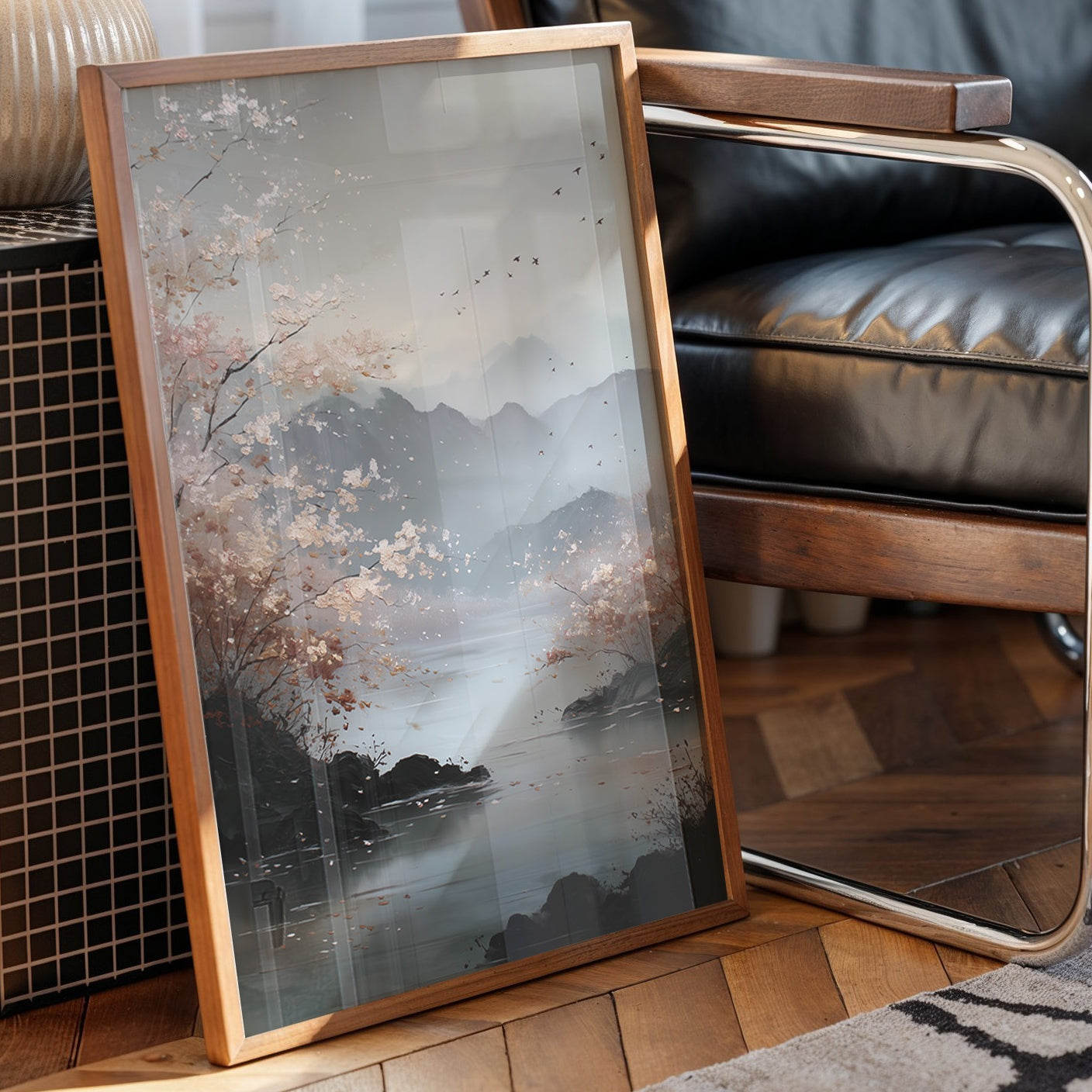 Cherry Blossoms Meet Mountain Lake