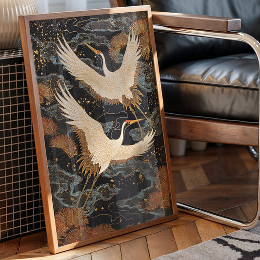 Celestial Cranes Dance Through Starlight