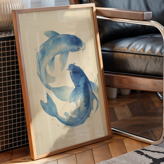 Blue Koi Dance Ancient Waters