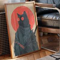Samurai Cat Guards Red Moon Rising