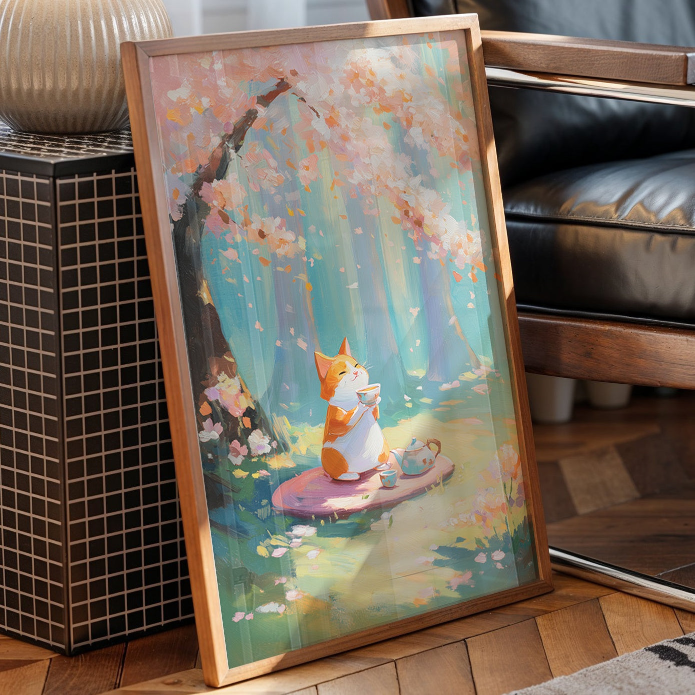 Fox Tea Party In Spring Forest