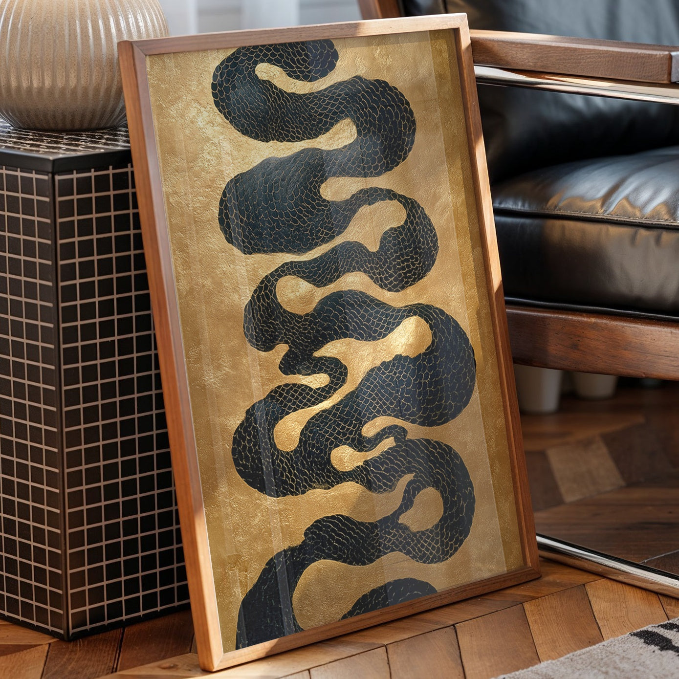 Serpentine Scales Dance In Gold