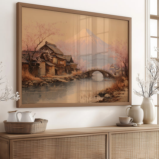 Cherry Blossoms Bridge Ancient Waters