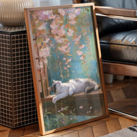 Cherry Blossoms Dance Above Sleeping Cat