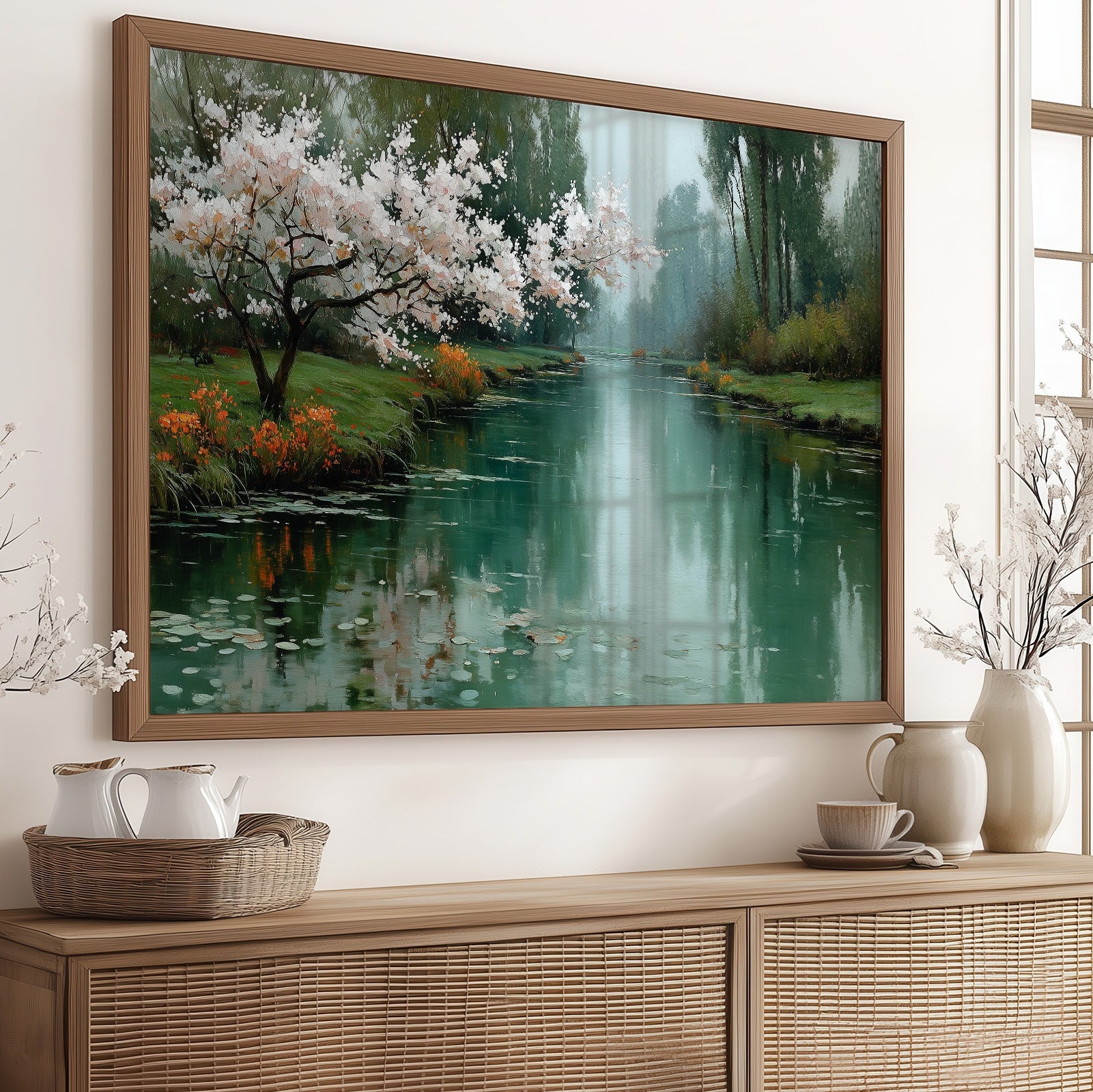 Cherry Blossoms Mirror Morning's Peace