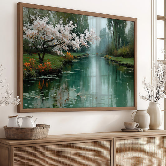 Cherry Blossoms Mirror Morning's Peace