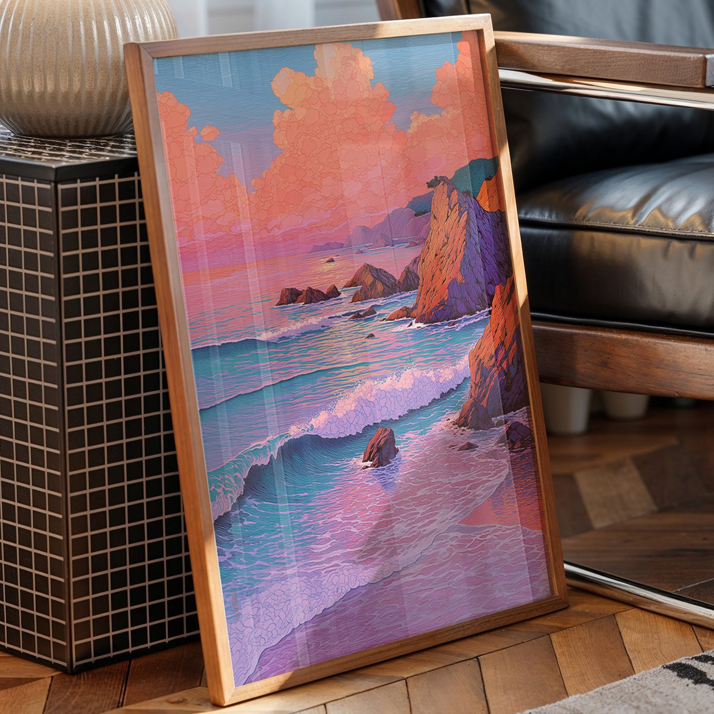 Coral Cliffs Meet Twilight Waves