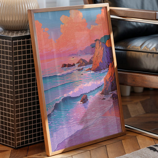 Coral Cliffs Meet Twilight Waves