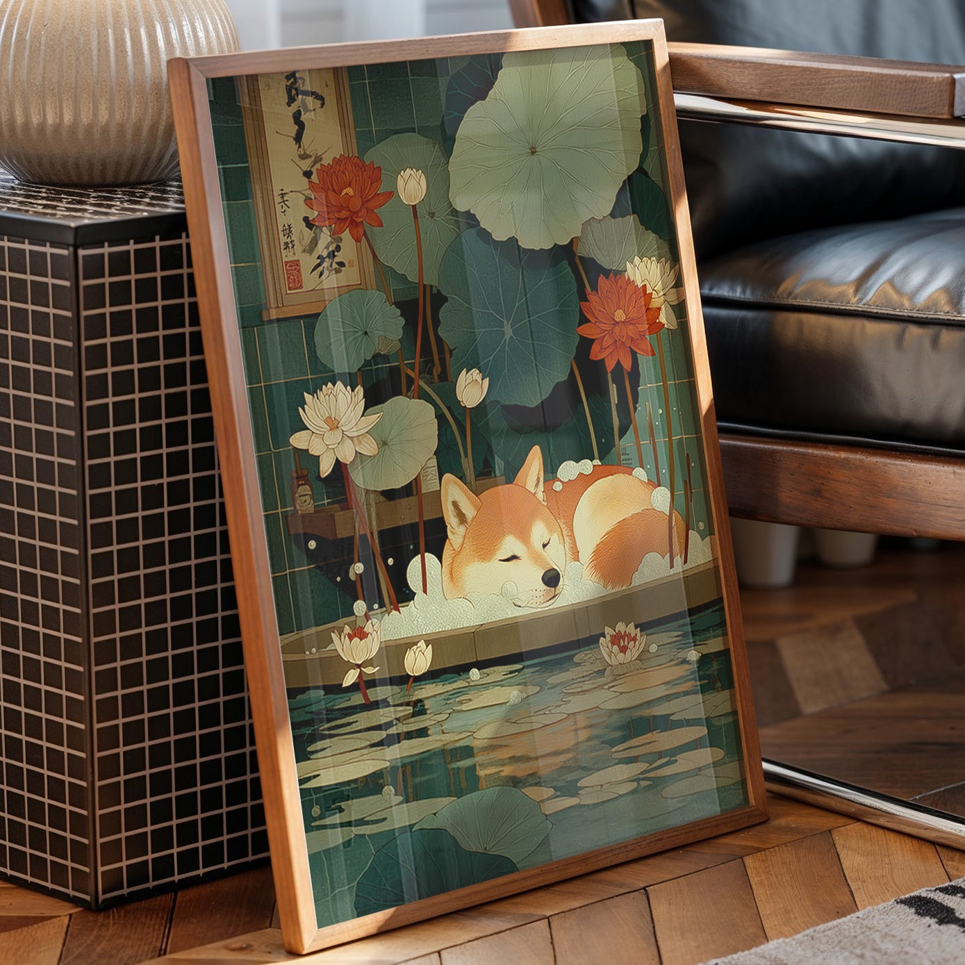 Sleepy Fox Among Lotus Dreams