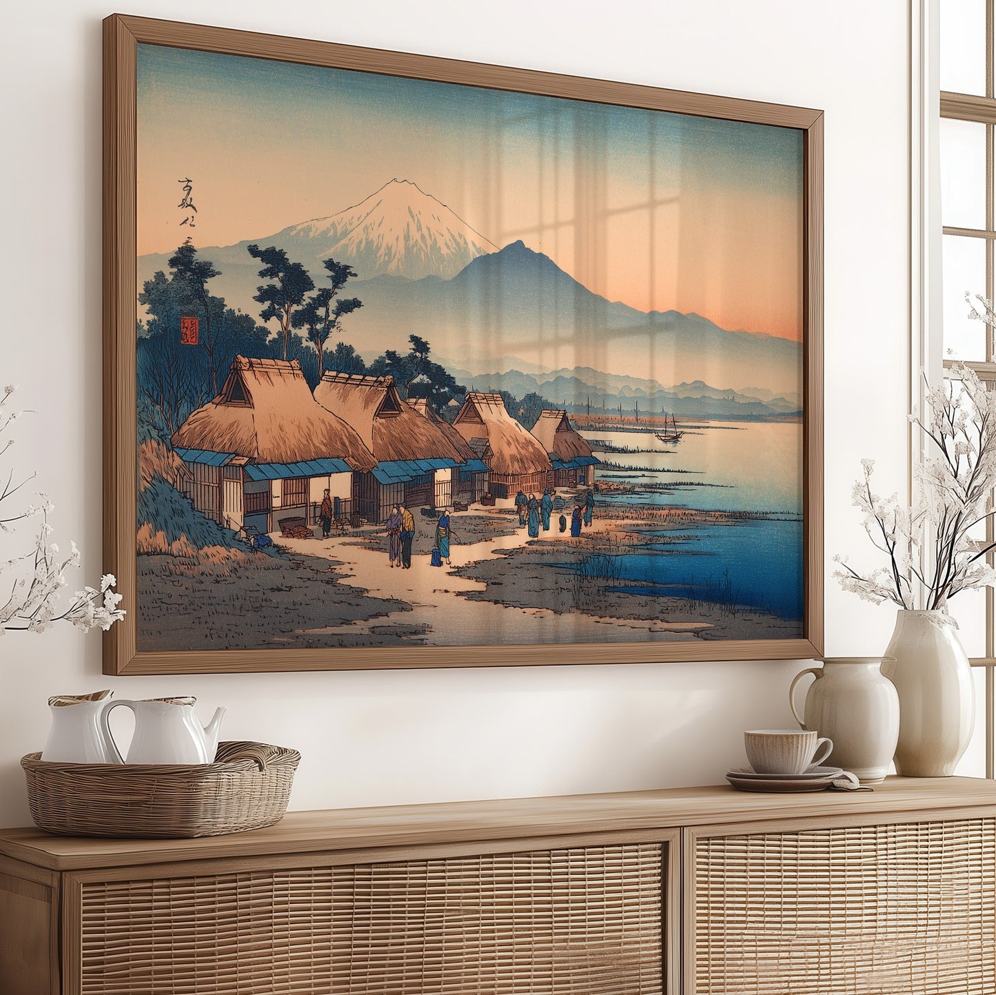 Coastal Village Greets Mountain Dawn