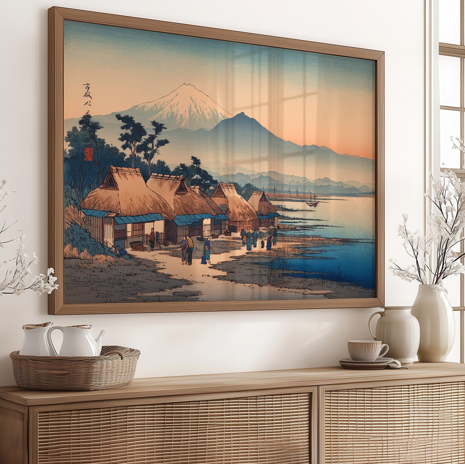 Coastal Village Greets Mountain Dawn