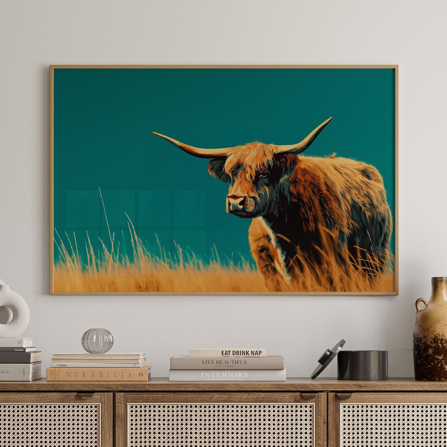 Highland Soul Against Teal Sky