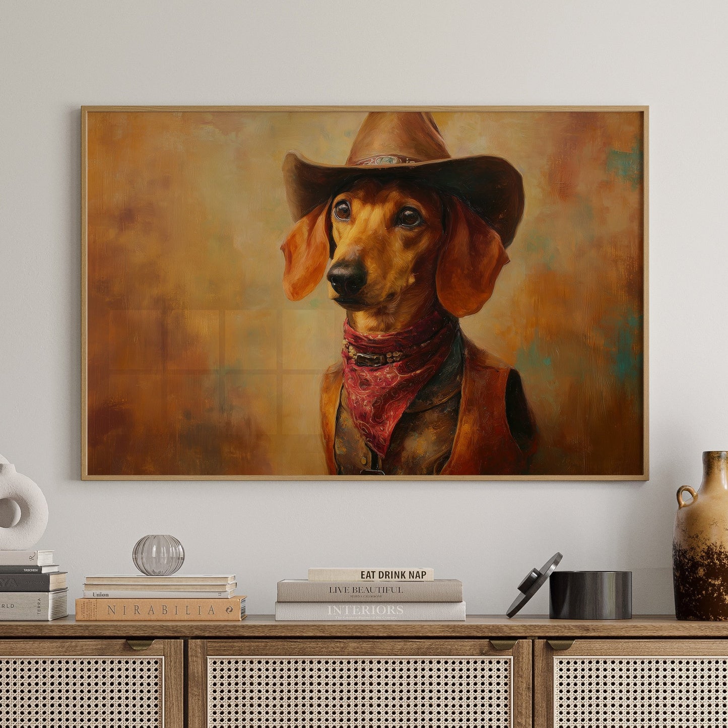 Dachshund Wears The Sunset Trail