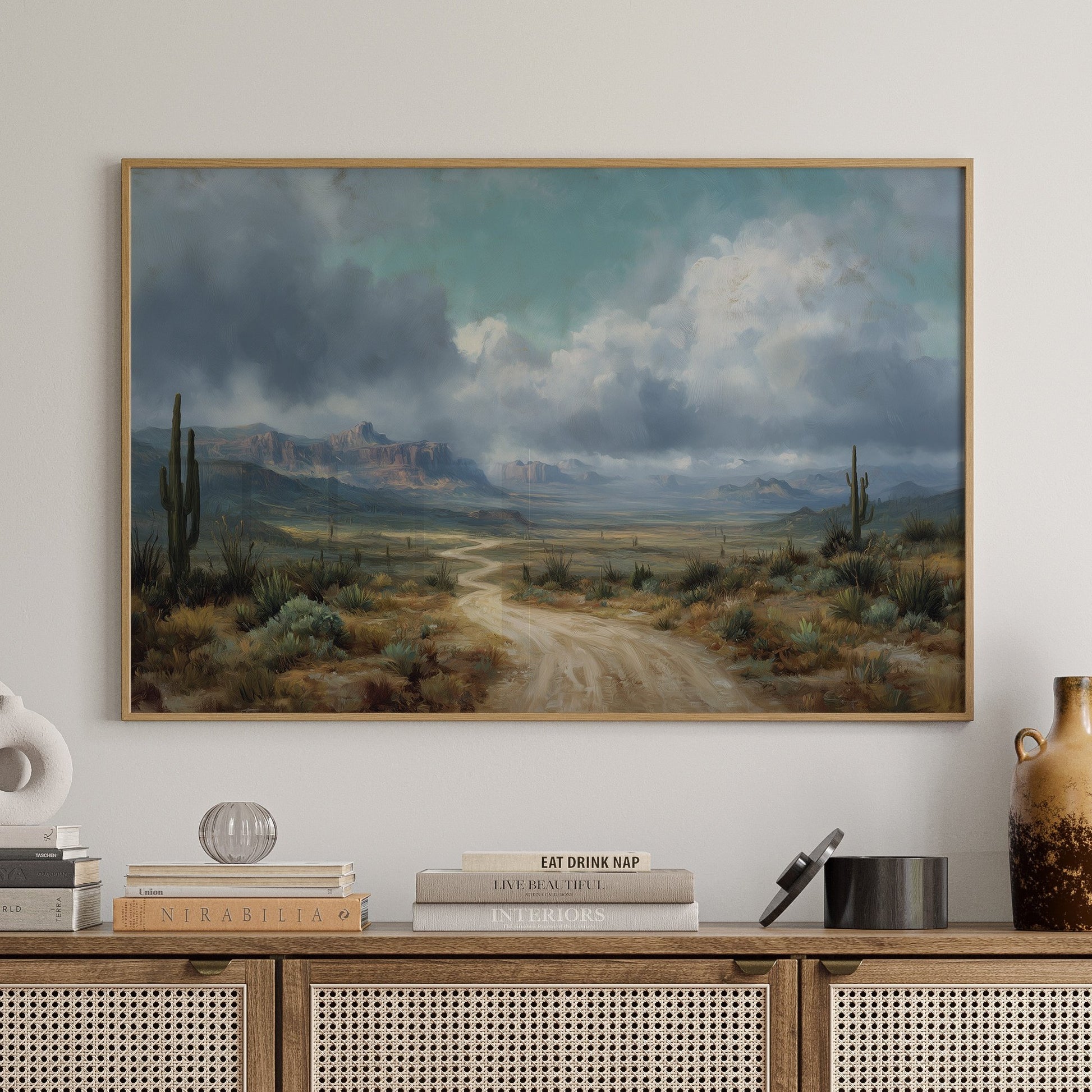 Storm Gathers Over Desert Path
