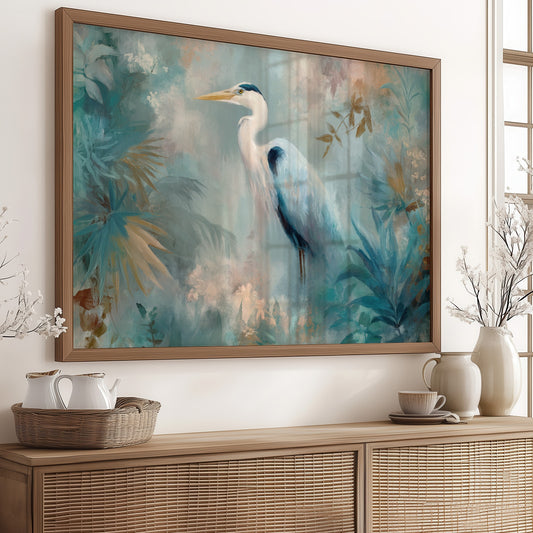 Egret In Misty Coastal Bloom