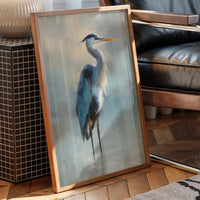 Heron Waits In Misty Blue
