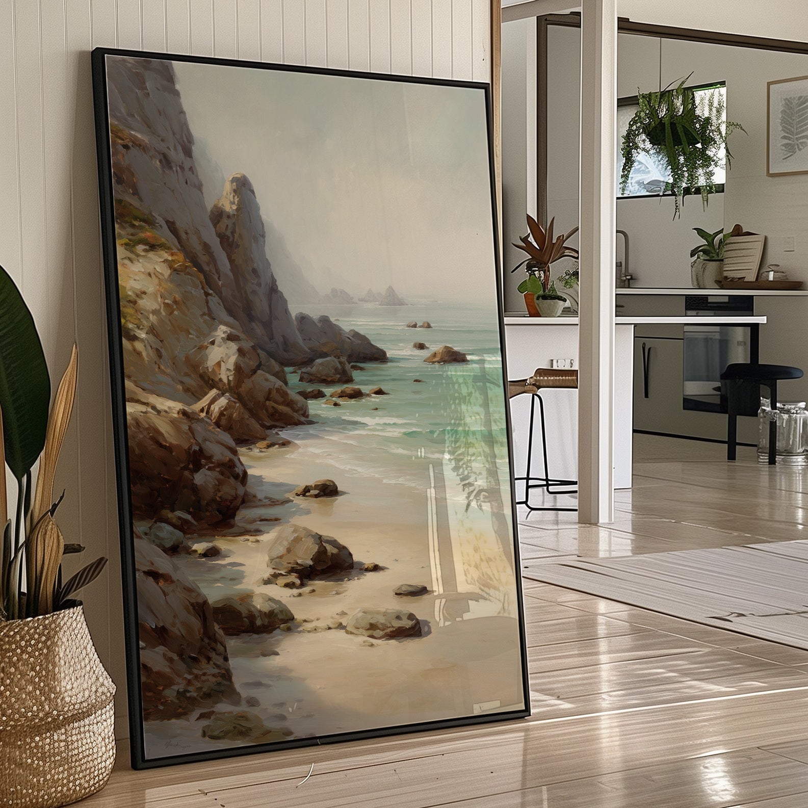 Coastal Whispers Against Rugged Stone