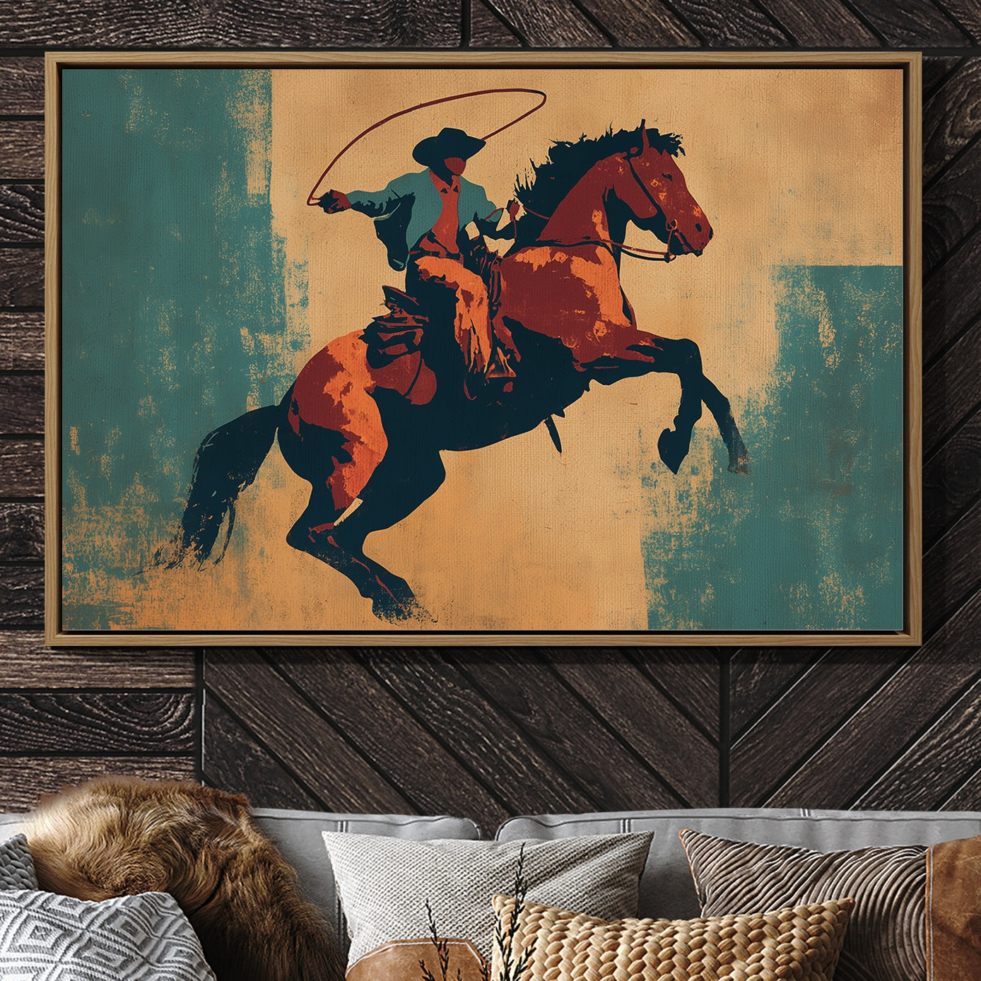Rodeo Silhouette Dances Against Turquoise Sky