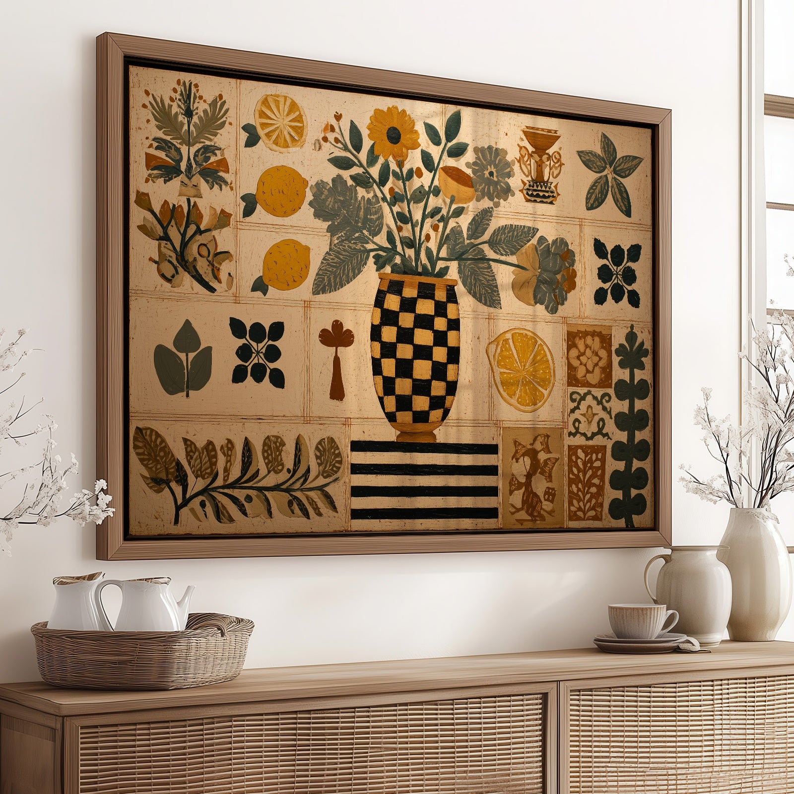 Checkered Vessel Holds Folk Garden Memories