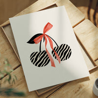 Zebra Cherries Tied With Coral Silk