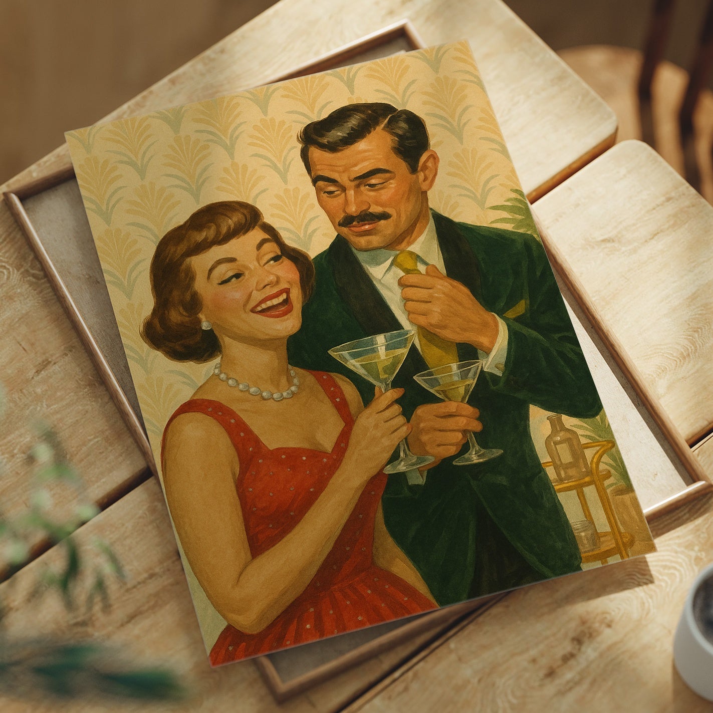 Cocktail Hour Whispers in Golden Wallpaper