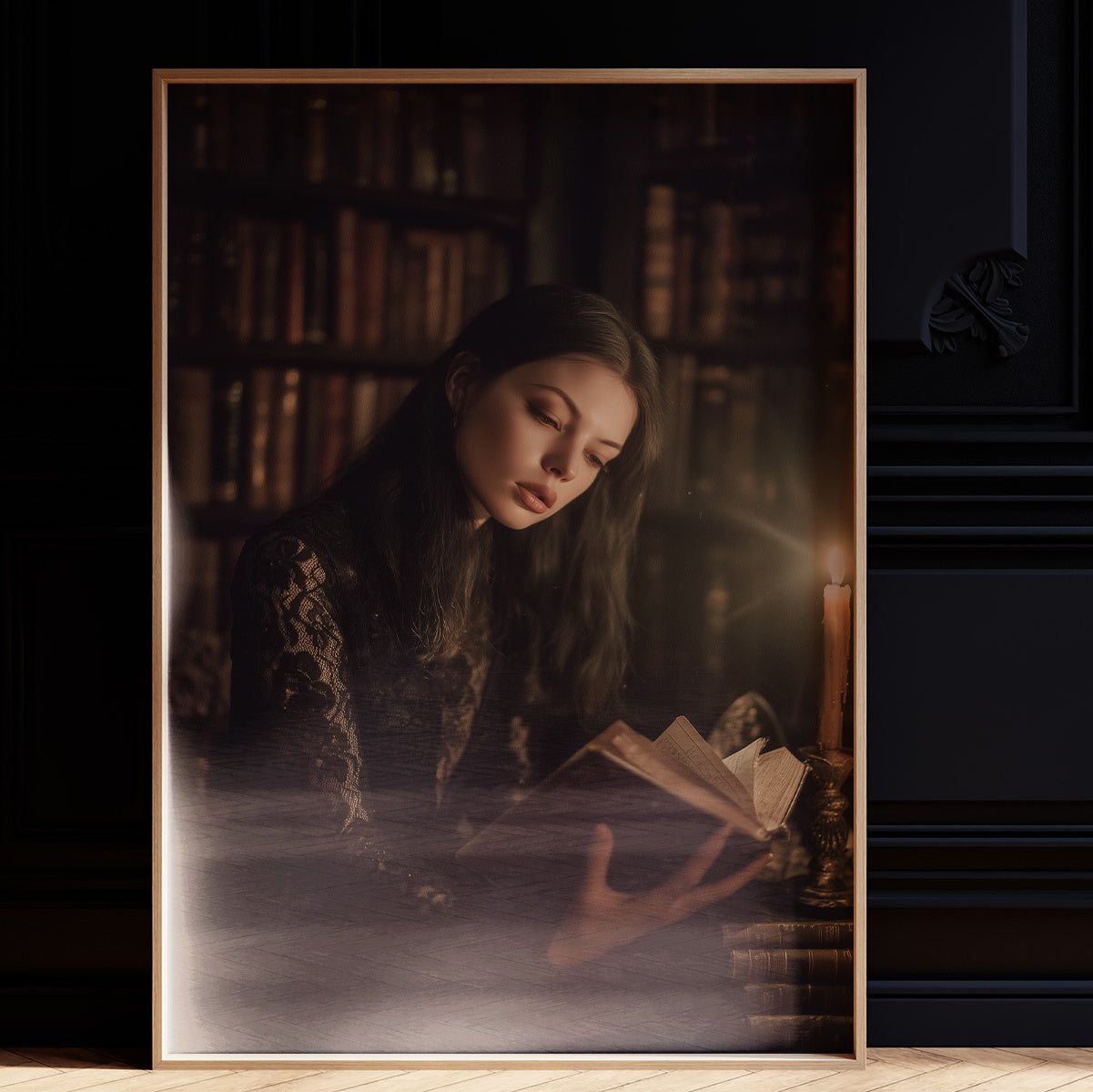 Candlelit Pages In Ancient Library