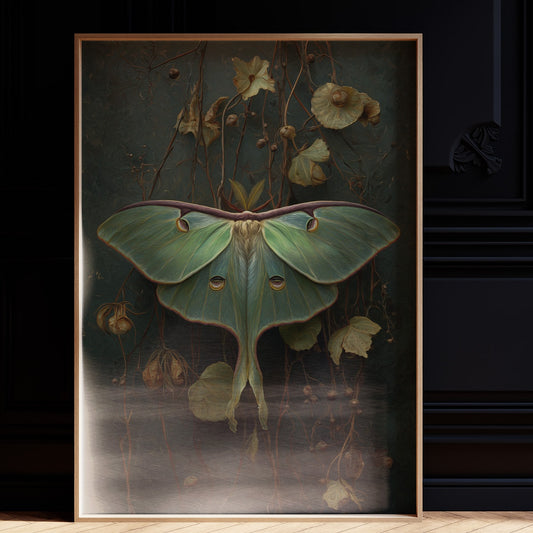 Midnight Moth Among Faded Blooms
