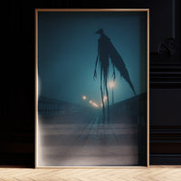 Midnight Sentinel On Foggy Pier